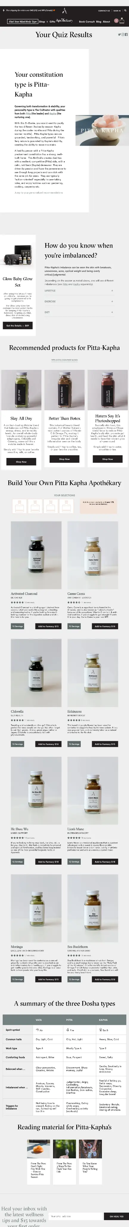The original results page: a long scroll of more than a dozen recommended products