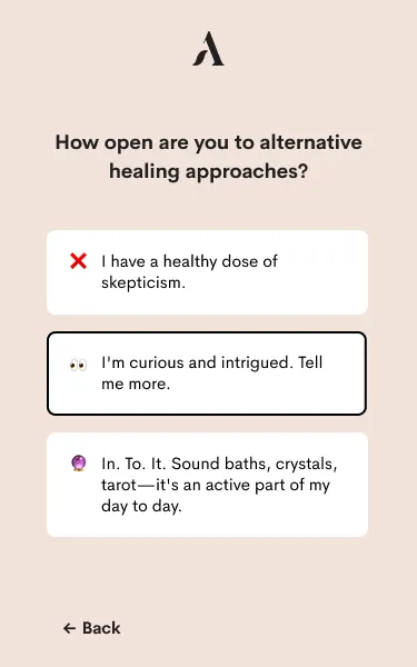 A quiz question: How open are you to alternative healing approaches?