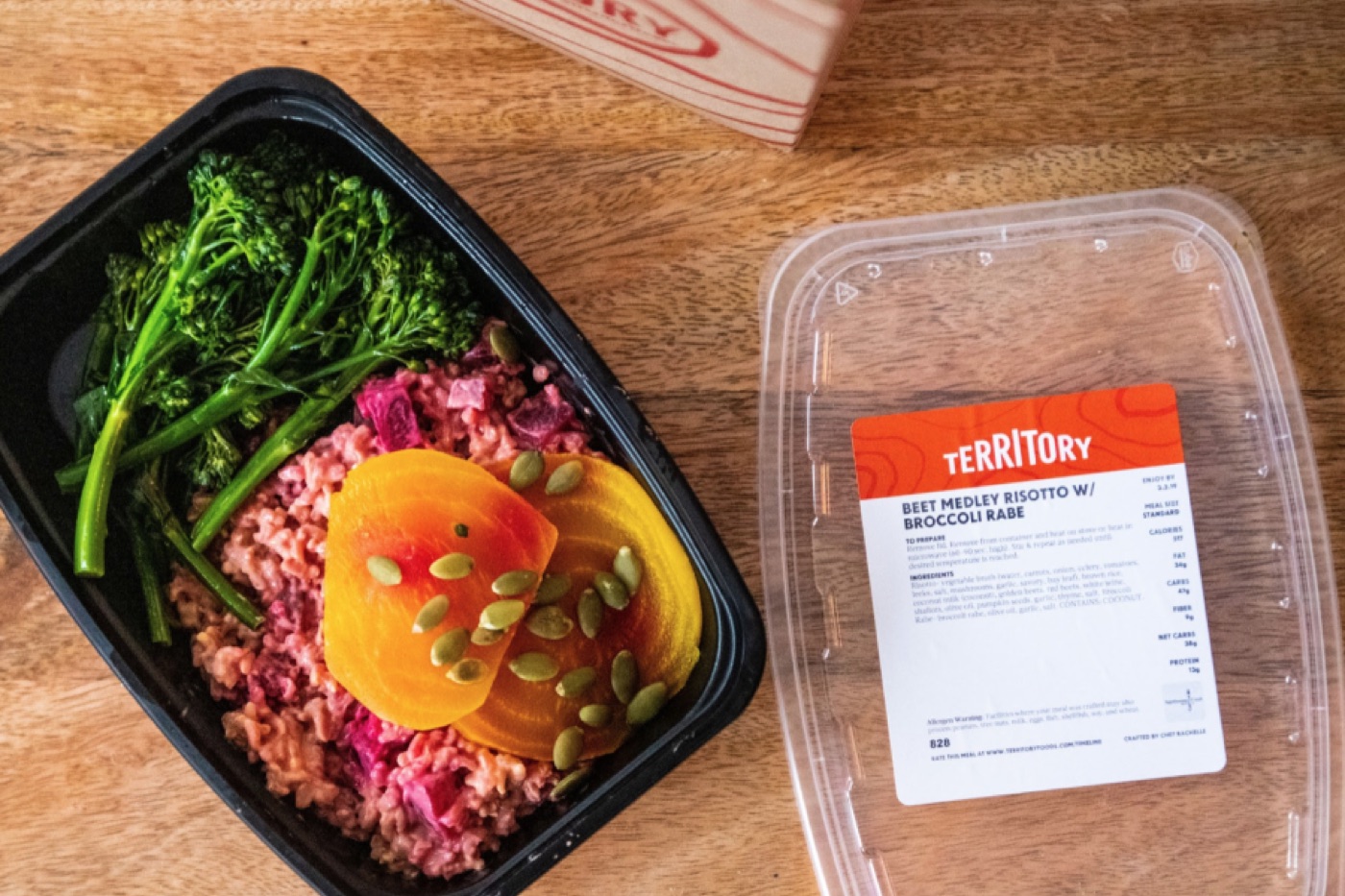 A Territory meal, open, with its new label