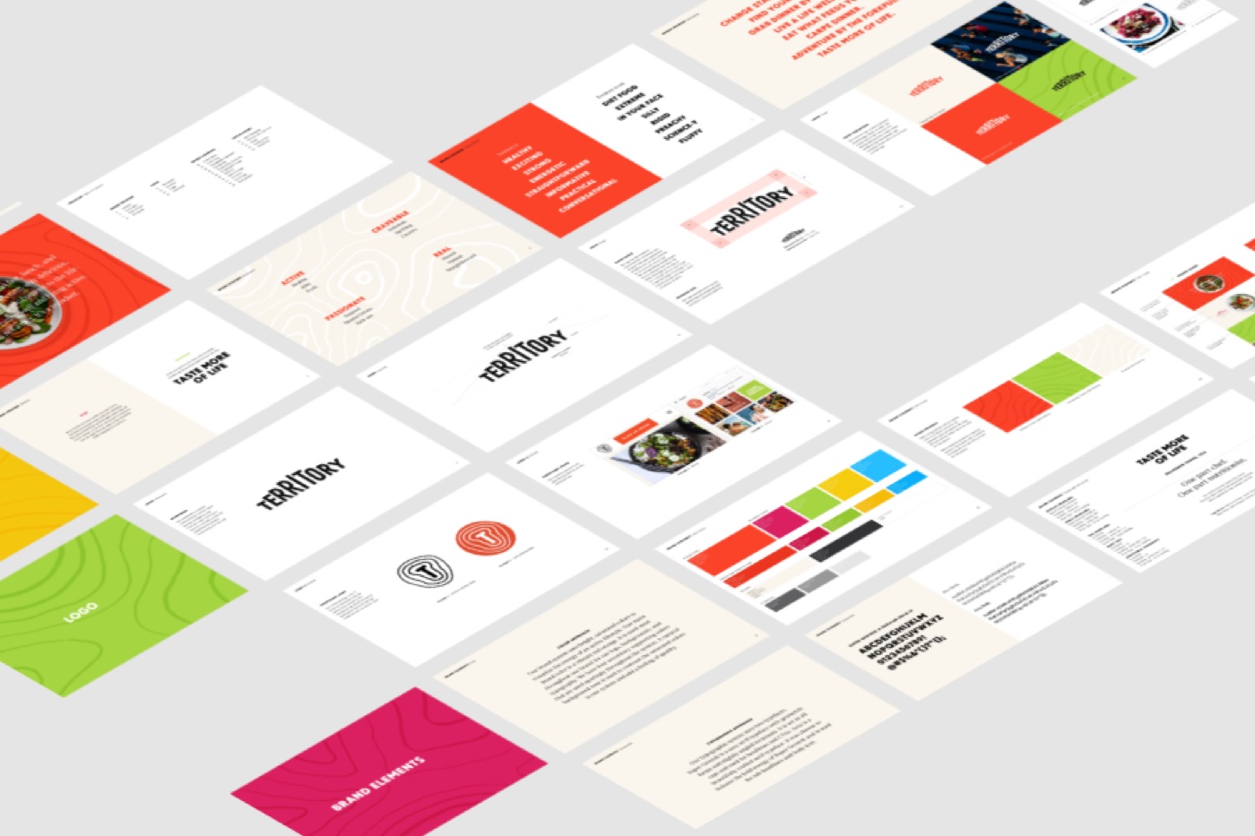 Territory brand system across print and screens